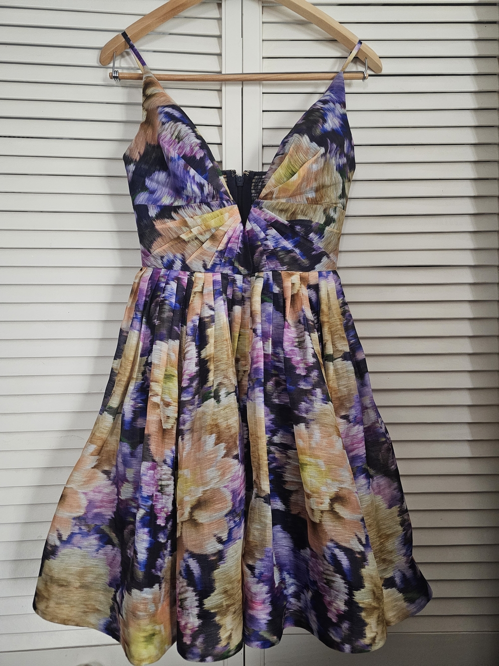 Zimmermann Purple and Peach Floral Fit & Flare Mini Dress